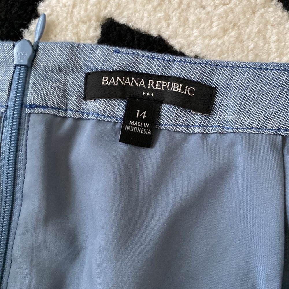 Banana Republic Factory Chambray Linen Pencil Lined Nidi Skirt Sz 14 - Picture 5 of 10